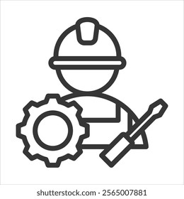 Skilled Labor Outline Icon Vector Illustration