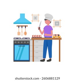 Skilled Male Executive Chef Vector Illustration