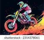 A skilled motocross racer soaring through the air during an adrenaline-pumping race