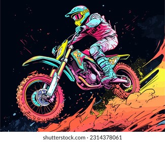 A skilled motocross racer soaring through the air during an adrenaline-pumping race