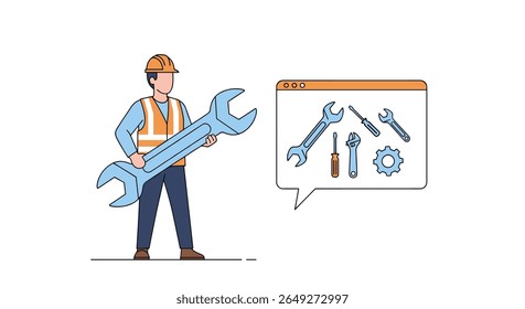 Skilled Worker Expertly Handles Large Tools for Maintenance and Repair Tasks Demonstrating Professionalism