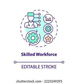 Skilled workforce concept icon. Health industry. Competitive advantage in healthcare abstract idea thin line illustration. Isolated outline drawing. Editable stroke. Arial, Myriad Pro-Bold fonts used