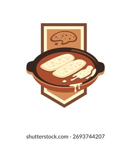 Una sartén con rebanadas de pan con mantequilla chisporroteando en una estufa rústica