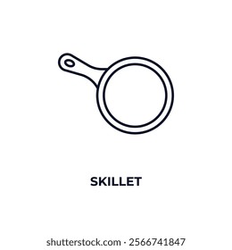 skillet outline icon. Linear vector from kitchen concept. Thin line skillet icon isolated on white background