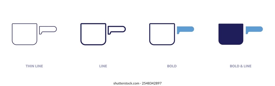 Skillet pan icon in 4 different styles. Thin Line, Line, Bold, and Bold Line. Duotone style. Editable stroke.