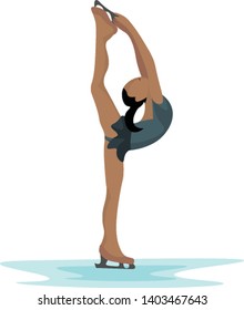 A skillful skater performing on ice in an event , vector, color drawing or illustration.
