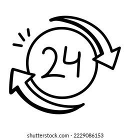 Skillfully crafted doodle icon of 24 service  
