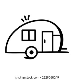 Skillfully crafted doodle icon of camper 
