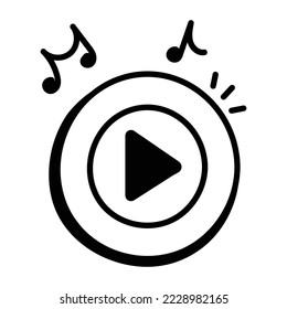 Skillfully crafted doodle icon of play music 