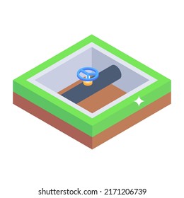 A Skillfully Crafted Isometric Icon Of Underground Valve 