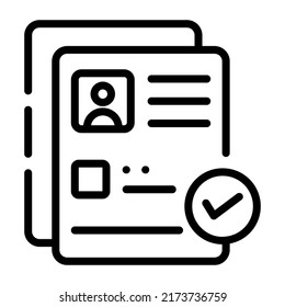A skillfully crafted line icon of approve resume 