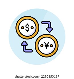 A skillfully crafted vector of currency exchange in trendy style, unique money exchange icon