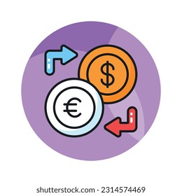 Un vector de cambio de divisas hábilmente diseñado al estilo moderno, un icono único de cambio de dinero