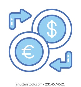 A skillfully crafted vector of currency exchange in trendy style, unique money exchange icon