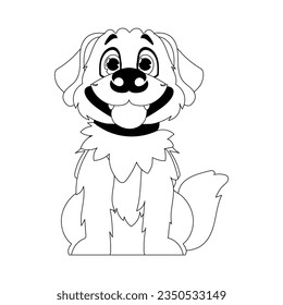 Skillfully puppy in a energize shape, basic for children's coloring books. Cartoon style, Vector Illustration