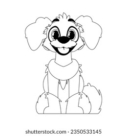 Skillfully puppy in a energize shape, crushing for children's coloring books. Cartoon style, Vector Illustration