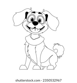 Skillfully puppy in a energize shape, pulverizing for children's coloring books. Cartoon style, Vector Illustration