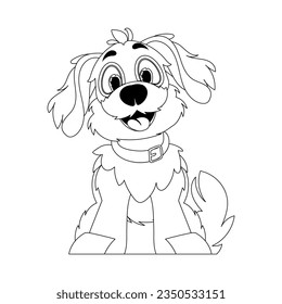 Skillfully puppy in a energize shape, pulverizing for children's coloring books. Cartoon style, Vector Illustration