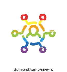 Skills or ability, simple business icon. Drawing sign with LGBT style, seven colors of rainbow (red, orange, yellow, green, blue, indigo, violet