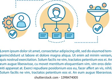 Skills assessment article page vector template. Brochure, magazine, booklet design element with linear icons. Employee abilities print design. Concept illustrations with text space 