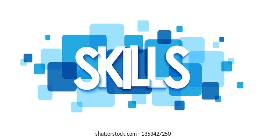 SKILLS blue typography banner