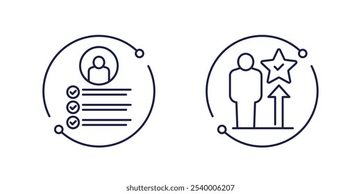 skills and career icons, line vector