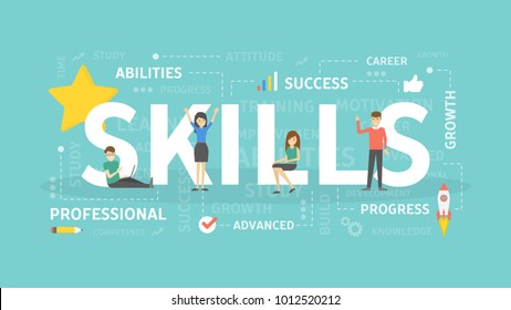 Skills concept illustration. Idea of self development.