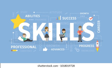 Skills concept illustration. Idea of self development.