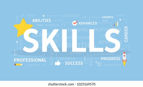 Skills concept illustration. Idea of self development.