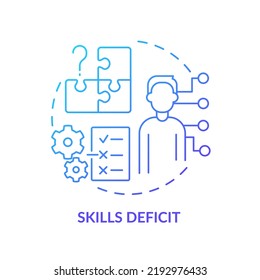 Skills deficit blue gradient concept icon. No professional development. Adaptability enemy in HR abstract idea thin line illustration. Isolated outline drawing. Myriad Pro-Bold fonts used