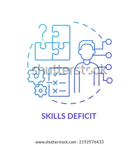 Skills deficit blue gradient concept icon. No professional development. Adaptability enemy in HR abstract idea thin line illustration. Isolated outline drawing. Myriad Pro-Bold fonts used