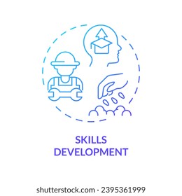 Skills development blue gradient concept icon. Growing plants. Harvesting crop. Operating equipment. Agriculture education. Round shape line illustration. Abstract idea. Graphic design. Easy to use
