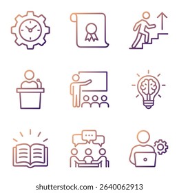 Skills development Icons of learning. Icon symbol illustration