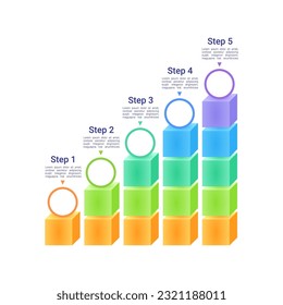 Skills development infographic chart design template. Abstract infochart with copy space. Instructional graphics with 5 step sequence. Visual data presentation. Roboto Medium, Light fonts used