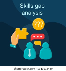 Skills Gap Analysis Flat Concept Vector Icon. Job Interview Idea Cartoon Color Illustrations Set. Test Task. Talent Acquisition. Recruiting Process. Employee Coaching. Isolated Graphic Design Element