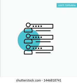 Skills, Graphs, People, Profile, Settings, Statistics, Team turquoise highlight circle point Vector icon