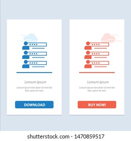 Skills, Graphs, People, Profile, Settings, Statistics, Team  Blue and Red Download and Buy Now web Widget Card Template. Vector Icon Template background