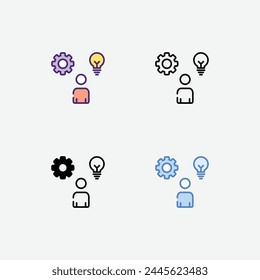 Skills icon in 4 different style vector stock illustration.