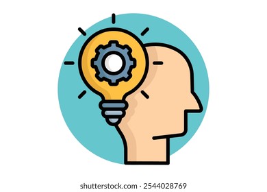 ícone Habilidades. colorido ícone de contorno estilo. cabeça com lâmpada e engrenagem. ícone relacionado à motivação. sucesso elementos vetor ilustração