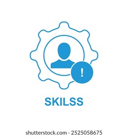 Skills icon with exclamation mark. Skills icon and alert, error, alarm, danger symbol. Vector icon