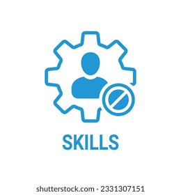 Skills icon with not allowed sign. Skills icon and block, forbidden, prohibit symbol. Vector icon