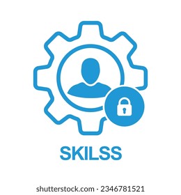 Skills icon with padlock sign. Skills icon and security, protection, privacy symbol. Vector icon