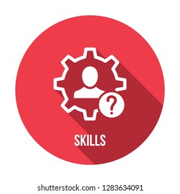 Skills icon with question mark. Skills icon and help, how to, info, query symbol. Vector icon