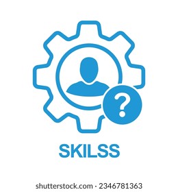 Icono de habilidades con signo de interrogación. Icono de habilidades y ayuda, cómo, información, símbolo de consulta. Icono de vector