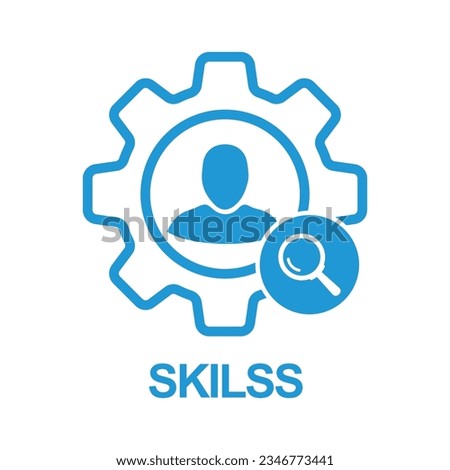 Skills icon with research sign. Skills icon and explore, find, inspect symbol. Vector icon