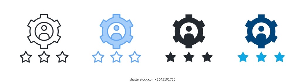 Skills Icon Set Multiple Style. Designed In Outline, Blue, Glyph, Dual Tone