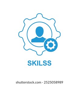Ícone Habilidades com sinal de configurações. Ícone Habilidades e personalizar, configurar, gerenciar, processar símbolo. Ícone de vetor