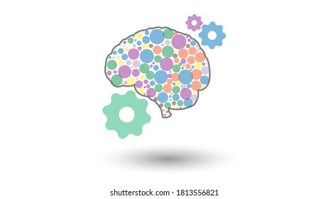 Skills icon vector illustrion with white background and brain and gear.