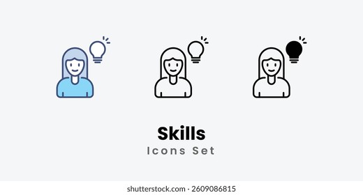 Skills icons vector set stock illustration.