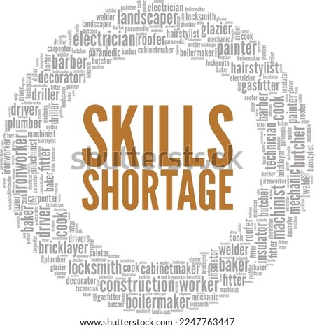 Skills Shortage word cloud conceptual design isolated on white background.